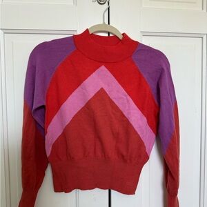 Deluc Red and Purple Cowl Neck Sweater